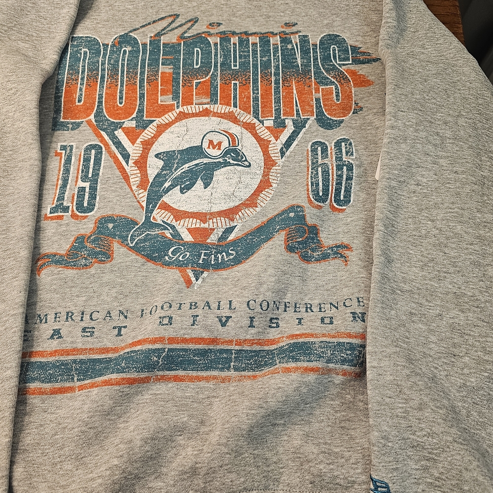 Dolphins Graphic Crewneck Sweatshirt - Gray, Teal & Orange